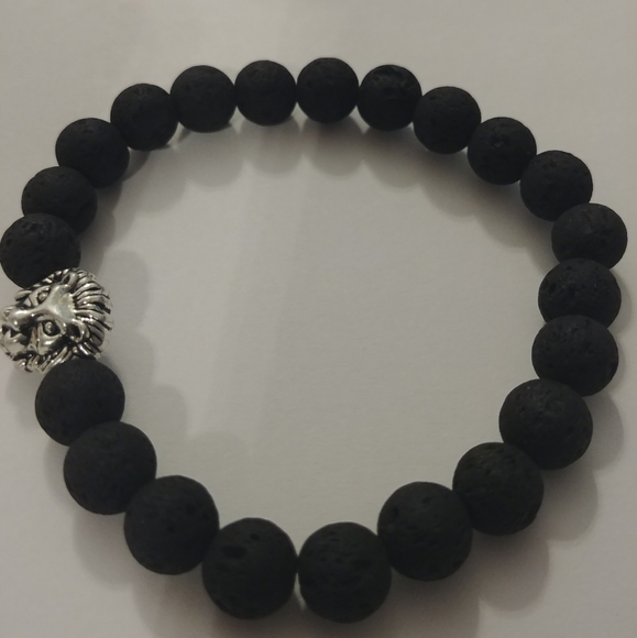 Lava Stone Bead Stretch Bracelet - Picture 4 of 7